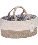 Hinwar Baby Diaper Caddy - Portable Organizer for Infants | Cotton Rope Storage Bag with Removable Divider - Perfect Newborn Shower Gift & Car Organizer (Brown) - Buy Online on GoSupps.com