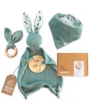 Mikito Baby Gift Set | Perfect Newborn Gift for Boys & Girls | Includes Muslin Blanket Teething Ring Pacifier Clip & Wooden Sign - Buy Online on GoSupps.com