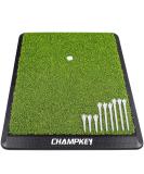 CHAMPKEY Premium Synthetic Turf Golf Hitting Mat M(13 x 17) LITE Version | Heavy Duty Rubber Base | Includes 1 Rubber Tee and 9 Plastic Tees - Buy Online on GoSupps.com