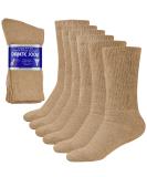 Diabetic Cotton Crew Socks 6 Pairs 10-13 Beige | Men's Women's Loose Fit Non-Binding - Buy Online on GoSupps.com