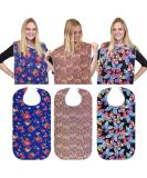 RMS 3 Pack Adult Bib with Crumb Catcher, Waterproof Clothing Protector (34x18) - Butterfly/Blue Rose/Heritage - Buy Online on GoSupps.com
