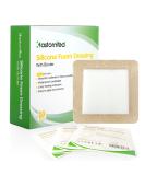 Silicone Adhesive Foam Dressing with Gentle Border 4''x4'' 10 Pack, High Absorbency Foam Wound Bandage for Bed Sore, Leg Ulcer, Diabetic Ulcer 4'' x 4'' - 10 Pack - Buy Online on GoSupps.com