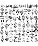 52 Sheets Small Black Mountain Temporary Tattoos - Geometric Sea, Forest, Moon, Sun, Star, Triangle Design - Realistic Tattoo Sticker for Men, Women, Kids - Buy Online on GoSupps.com
