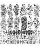 COKTAK 59 Sheets Sexy 3D Rose Flower Temporary Tattoos for Women - Snake, Floral, Sunflower, Peony, Butterfly & More | Black Realistic Arm, Neck, Thigh, Body Tattoo Stickers - Buy Online on GoSupps.com