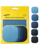 ZEFFFKA Premium Quality Denim Iron-on Jean Patches 10 Pieces Kit, Assorted Shades of Blue Black, Size 4-1/4 x 3-3/4 - Strongest Glue, 100% Cotton, for Repair & Decorating - Buy Online on GoSupps.com