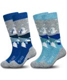 Merino Wool Ski Socks Kids, Knee-high Warm Thermal Snowboard Skating Socks for Boys Girls Toddler Grey Blue (2 Pairs) Small - Buy Online on GoSupps.com