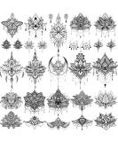 EGMBGM 15 Sheets Sexy Black Lotus Temporary Tattoos For Women Fake Jewelry Indian Tribal Bohemia Lace Moon Moth Flowers Pendant Temp Tattoos Temporary Sticker For Girls Arm Neck Chest Breast Tatoos Boobs - Buy Online on GoSupps.com