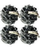 4 Pack XL Bamboo Charcoal Exfoliating Shower Sponge Pouf Set - Bath Spa Scrubber for Face and Body - Rich Foams Bubble - Buy Online on GoSupps.com