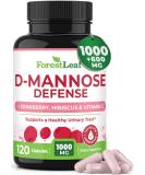 ForestLeaf D-Mannose Defense 1000mg with Cranberry, Hibiscus & Vitamin C - Urinary Tract Support - 120 Veggie Capsules - Buy Online on GoSupps.com