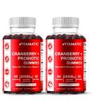 2 Pack Vitamatic Vegan Cranberry Gummies 1000mg - 60 Count - Supports Healthy Urinary Tract - Non-GMO & Gluten Free - Buy Online on GoSupps.com