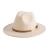 EOGIMI Fashion Women Wide Brim Fedora Floppy Panama Hat with Belt Buckle Beige Medium