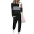 PRETTYGARDEN Women's Color Block 2 Piece Tracksuit Crewneck Long Sleeve Tops Long Sweatpants Outfits Lounge Sets Black Medium