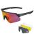 ROCKBROS Polarized Cycling Glasses with 4 Interchangeable Lenses Baseball Sunglasses for Men Womens UV400 Sports Sunglasses Black