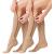 ACTINPUT 2 Pairs Compression Socks Toe Open Leg Support Stocking Knee High Socks with Zipper 01-nude Large-X-Large