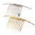 2Pcs French Twist 10 Teeths Comb Alloy Metal Bridal Wedding Hair Side Comb Headpiece Hair Jewellery Fashion Accessory for Women Girls, Gold and Silver