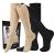 cerpite Zipper Compression Socks Men & Women - 2 Pairs Of 15-20mmhg Closed Toe Compression Socks Knee High,Suit For Running, Black/Beige Large-X-Large