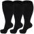 3 Pairs Plus Size Compression Socks (20-30 mmHg) for Women & Men Wide Calf Extra Large Knee High Stockings for Nurses Seniors XXL Black