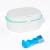 Denture Bath Box and Denture Brush Denture&Retainer Set Denture Case with Mirror (White)