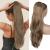 PORSMEER 26 Inch Natural Curly Ponytail Extension Drawstring Ponytail Hair Extensions Brown Long Natural Straight Wavy End Synthetic Hairpiece for Women Girls Daily Use/Party Brown-8/26#