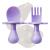 Grabease Baby and Toddler Self-Feeding Utensils Spoon and Fork Set for Baby-Led Weaning Made of Non-Toxic Plastic Featuring Protective Barriers to Prevent Choking and Gagging Lavender