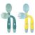 Vicloon Baby Fork and Spoon Set 4pcs Baby Cutlery Feeding Set Toddler Utensils Spoons Forks Silicone Self Feeding Utensil Easy Grip Toddler Cutlery Kit for Infant weaning and Learning to Use Cutlery Blue-green
