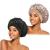 2Pcs Silk Bonnet for Sleeping  Satin Hair Bonnets  Soft Elastic Band Silk Sleep Cap  Silk Hair Wrap for Curly Hair (Black Gold)