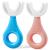 U-Shaped Toothbrush Kids 2 PCS - Toddler Toothbrush with Food Grade Soft Silicone Brush Head, Manual Whole Mouth Toothbrush for Kids Age 2-6, 360° Oral Teeth Cleaning Design Age 2-6(blue+pink)