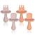 Vicloon Baby Fork and Spoon Set 4Pcs Infant Silicone Self Feeding Utensil Easy Grip Toddler Cutlery Kit Baby Weaning and Feeding Spoons for Infant Toddler Children First Led Training Weaning Orange-pink