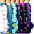 Bluemaple 6 Pack Copper Compression Socks for Women and Men Circulation-Best Support for Medical, Running,Nursing,Athletic C-white+blue Large-X-Large
