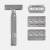 ROCKWELL RAZORS 6S Stainless Steel Double-Edge Safety Razor with 6 Adjustable Shave Settings and 5 Blades, 8 Piece Set, Silver