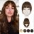 BARSDAR clip in pony real hair 100% Remy real hair temple bangs one piece pony hair part real hair parts pony clip fringe clip in human hair extension for women (medium brown) French bangs 6# medium brown