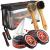 Full Leather Shoe Polish Kit  2x Brush, Buffing Cloth, Travel Case, Laces - Red Moose Black & Brown