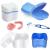 Presses storage box prosthesis box dentistry case prostheses container for incorrect teeth storage cleaning for orthodontic box braces box+ prostheses cleaner brushes blue