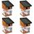Garden Mile Traditional Wooden Bird House Slate Roof Wild Bird Nesting Box Garden Outdoor Patio Bird Care Accessories Garden Ornament (4x Traditional Wooden Bird Nesting Box)