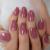 iBeautying Press on Nails - Taro Red Pure Color Semi-Transparent False Nails | UV Gel Finish Medium Short Small Round Shape Reusable Fake Nails - 24 Nail Kit with Jelly Glue Pad L5888