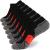 WANDER Men's Athletic Running Socks 7 Pairs Thick Cushion Ankle Socks for Men Sport Low Cut Socks 6-9/10-12/12-14 7 Pairs Black Red Large