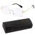 Relyer decorative glasses rectangle transparent glasses with black glasses case borderless glasses without sealing strength retro transparent lens frameless decoration glasses for women men