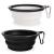 Slson 2 pieces of dog bitches foldable travel bowl spout -safe dog bowl with mountaineering carabiners for cats dogs and pets for water and feed (350ml black and white) 350ml black and white