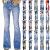 MRGIINRI Bell Bottom Jeans for Women 2023 Fashion High Waisted Button Up High Waisted Flare Denim Stretch Classic Pants A01_sky Blue Large
