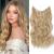 Blonde Hair Extensions with Adjustable Size Removable Clips 20inch Synthetic Invisible Hair Extension One Piece Curly Hair Pieces for Women 20 Inch Honey Blonde