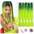 Showjarlly jumbo braid art hair hair ombre braid extension 24 inch KanCalon hair braid extensions 5 pieces for crochet twist braid hair box braid for braid dark green/yellow green# 61cm-24 inch (5 Pack) dark green/yellow green