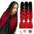 Showjarlly Kanecalon Kunsthaar Hair KanCalon Hair Braids Extension Ombre Jumbo Braid Hair Extension 24 " KanCalon braids Box Braid Hair Kunsthaar Hair For Inthalt Black/Red 61cm-24 inch (3 Series) Black red