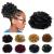 KGBFASS Loc Petal Bun Dreadlock Drawstring Ponytail Curly Faux Locs Braided Ponytail Clip in Chignon Scrunchies Hairpiece for Black Women Girls(Black) 8 Inch Black
