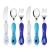 Lehoo Castle Kids Cutlery 2-4 Year Old 6pcs Stainless Steel Toddler Cutlery Set Children's Cutlery Set Incudes 2 x Spoons 2 x Forks 2 x Knives Blue/White