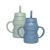 Hippypotamus Silicone Transition Cups - Squeeze-Proof Toddler Cups With Straw & Lid - Removable Handles - Set of 2 (Sage/Fog) Sage / Fog