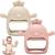 2 Pack Teething Toys for Baby Teething Mitten for Babies Baby Toys 0-6 Months Silicone Teether for Toddler Infant Baby Boy Girl Shower Gifts Teething Relief Chew Toys (Chicken Beige + Pink)