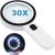 Magnifying Glass with 12 LED Lights, 30X Double Glass Lens Handheld Illuminated Magnifier Reading Magnifying Glass with for Seniors Read, Coins, Stamps, Map, Inspection, Macular Degeneration All White