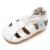 Dotty Fish Soft Leather Baby Shoes with Suede Soles. Toddler Sandals. Non-slip. 0-6 Months to 3-4 Years 12-18 Months White