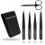 Geekerchip 5Tlg tweezers pluck eyebrows eyebrow tweezers set with scissors and leather bags eyebrow tweezers professional made of stainless steel for eyelash extensions and hair removal 5in1