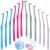 MAQ 12-part manual interspace toothbrush for orthodontic bridges and bridges soft slim fragrant toothbrush BPA-free dental brushes for difficult to access areas deep green white